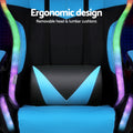 Artiss Gaming Office Chair RGB LED Massage Footrest Cyan