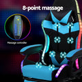Artiss Gaming Office Chair RGB LED Massage Footrest Cyan