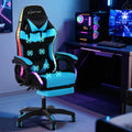 Artiss Gaming Office Chair RGB LED Massage Footrest Cyan