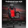 Artiss Massage Gaming Office Chair 2 Point Red PU Leather