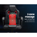 Artiss Massage Gaming Office Chair 2 Point Red PU Leather