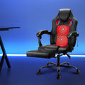 Artiss Massage Gaming Office Chair 2 Point Red PU Leather