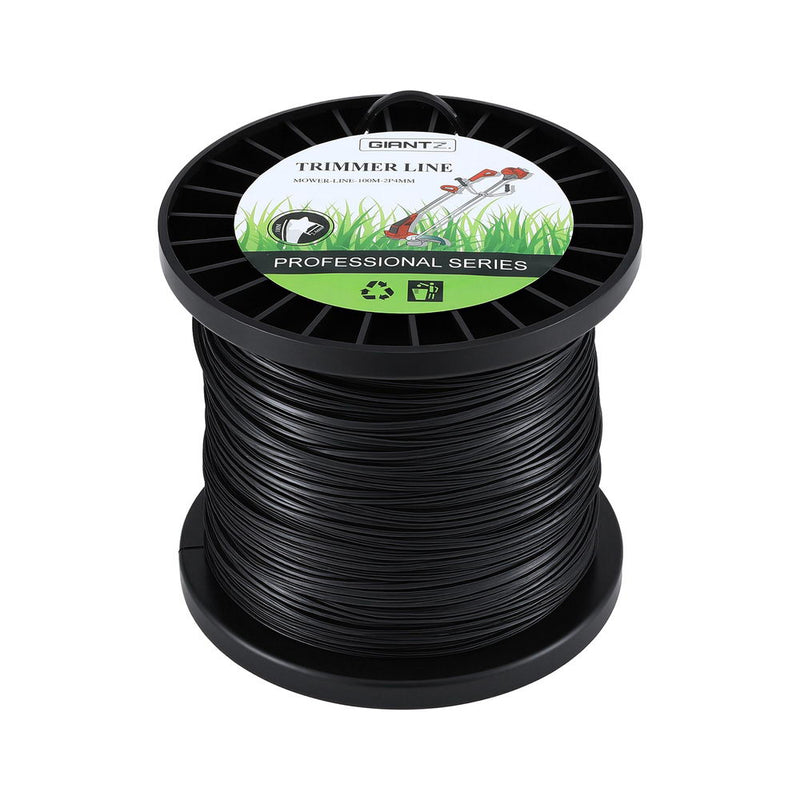 Giantz 100M Whipper Snipper Line 2.4mm Star Nylon Black