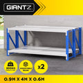Giantz 2x 0.9M Garage Shelving Workbench Warehouse Rack Blue& Grey