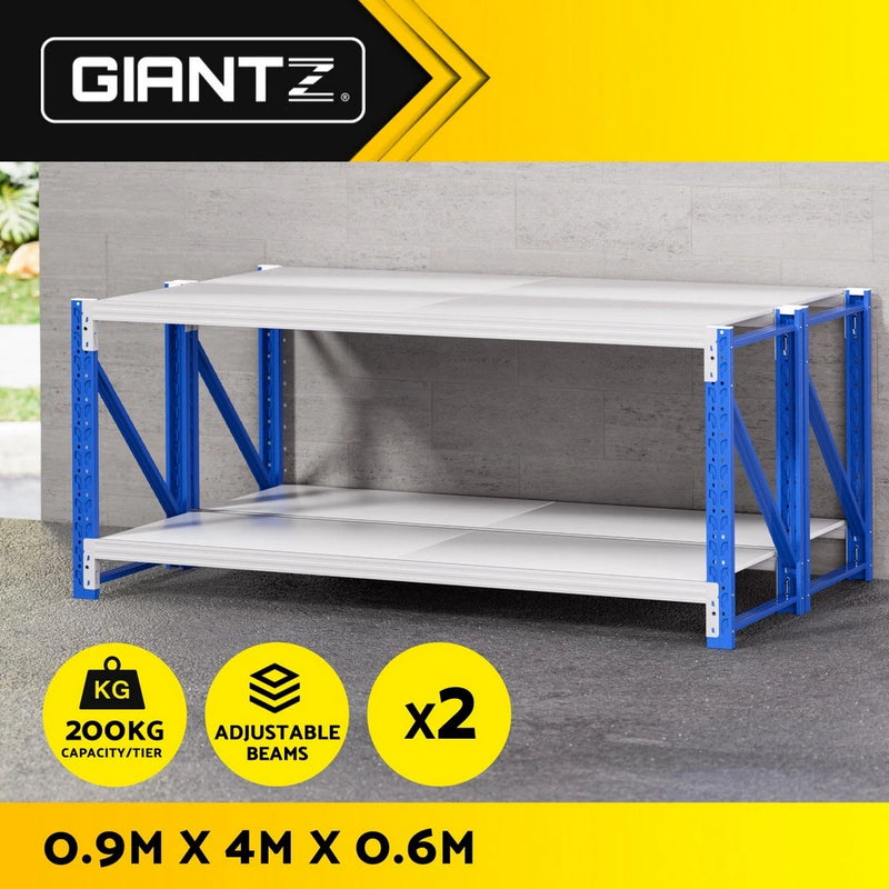 Giantz 2x 0.9M Garage Shelving Workbench Warehouse Rack Blue& Grey