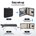 Zenses Massage Table 55cm Portable 2 Fold Aluminium Beauty Bed Black