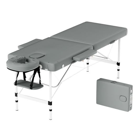 Zenses Massage Table 55cm 2 Fold Portable Aluminium Grey