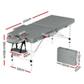 Zenses Massage Table 55cm 2 Fold Portable Aluminium Grey