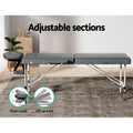 Zenses Massage Table 55cm 2 Fold Portable Aluminium Grey