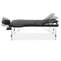 Zenses Massage Table 60cm 3 Fold Portable Aluminium Black Beauty