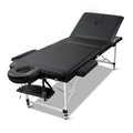 Zenses Massage Table 60cm 3 Fold Portable Aluminium Black Beauty