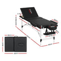 Zenses Massage Table 65cm 3 Fold Portable Aluminium Black