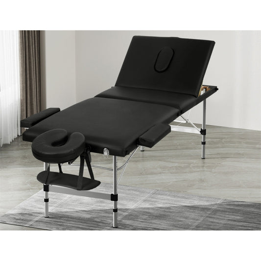 Zenses Massage Table 65cm 3 Fold Portable Aluminium Black