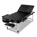 Zenses Massage Table 70cm 3 Fold Portable Aluminium Black
