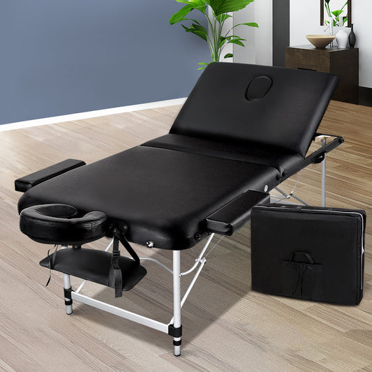 Zenses Massage Table 75cm 3 Fold Portable Aluminium Beauty Bed
