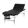Zenses Massage Table 85cm 3 Fold Portable Aluminium Black