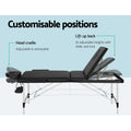 Zenses Massage Table 85cm 3 Fold Portable Aluminium Black