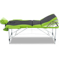 Zenses Massage Table 75cm 3 Fold Portable Aluminium Green