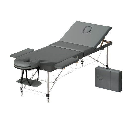 Zenses Massage Table 75cm Portable 3 Fold Aluminium Grey