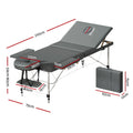 Zenses Massage Table 75cm Portable 3 Fold Aluminium Grey