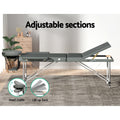 Zenses Massage Table 75cm Portable 3 Fold Aluminium Grey