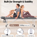 Zenses 3-Fold Portable Massage Table 80cm Adjustable Backrest & Height, Aluminium Beauty Bed Grey