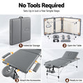 Zenses 3-Fold Portable Massage Table 80cm Adjustable Backrest & Height, Aluminium Beauty Bed Grey