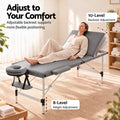 Zenses 3-Fold Portable Massage Table 75cm Adjustable Backrest & Height, Aluminium Beauty Bed Grey