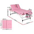 Zenses Massage Table 85cm 3 Fold Portable Aluminium Pink