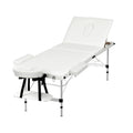 Zenses Massage Table 65cm 3 Fold Portable Aluminium White