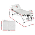 Zenses Massage Table 65cm 3 Fold Portable Aluminium White