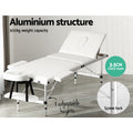 Zenses Massage Table 65cm 3 Fold Portable Aluminium White
