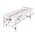 Zenses Massage Table 75cm 3 Fold Portable Aluminium White Bed