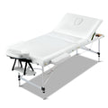 Zenses Massage Table 75cm 3 Fold Portable Aluminium White Bed