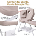 Zenses Beauty Bed with Stool, Beige, Adjustable Facial Massage Table, Tattoo Chair, Salon Services