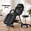 Zenses Beauty Bed with Stool, Black, Adjustable Facial Massage Table, Tattoo Chair, Salon Services