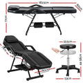 Zenses 3-Fold Massage Table Adjustable Salon Bed Black