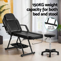 Zenses 3-Fold Massage Table Adjustable Salon Bed Black