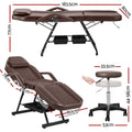 Zenses Massage Table 3-Fold Adjustable Brown Salon Bed Chair