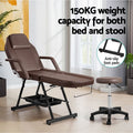 Zenses Massage Table 3-Fold Adjustable Brown Salon Bed Chair