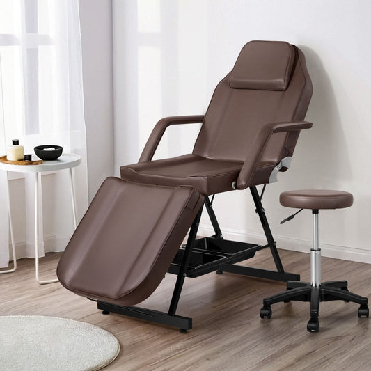 Zenses Massage Table 3-Fold Adjustable Brown Salon Bed Chair