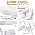 Zenses Beauty Bed with Stool, White, Adjustable Facial Massage Table, Tattoo Chair, Salon Services