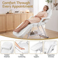 Zenses Beauty Bed with Stool, White, Adjustable Facial Massage Table, Tattoo Chair, Salon Services