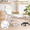 Zenses Beauty Bed with Stool, White, Adjustable Facial Massage Table, Tattoo Chair, Salon Services