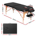 Zenses Massage Table 70cm 2 Fold Portable Waxing Black