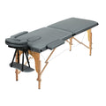 Zenses Massage Table 56cm 2 Fold Portable Wooden Beauty Bed Grey