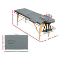Zenses Massage Table 56cm 2 Fold Portable Wooden Beauty Bed Grey