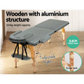 Zenses Massage Table 56cm 2 Fold Portable Wooden Beauty Bed Grey