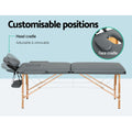 Zenses Massage Table 56cm 2 Fold Portable Wooden Beauty Bed Grey