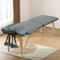 Zenses Massage Table 56cm 2 Fold Portable Wooden Beauty Bed Grey